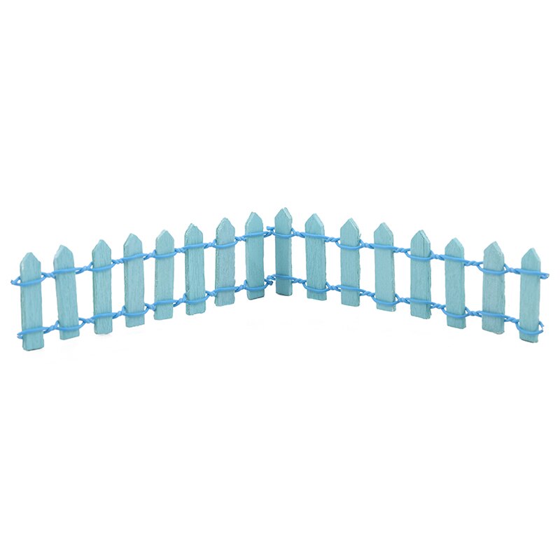Miniature Wooden Fence DIY Fairy Garden Micro Landscape Small Ornaments Succulent Wooden Fence Garden Decoration: light blue
