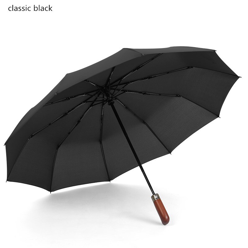 PALONY Three-folding Automatic Long Straight Handle Rainproof 8 Colours Outdoor Women Men 10 Ribs Windproof Structure: classic black