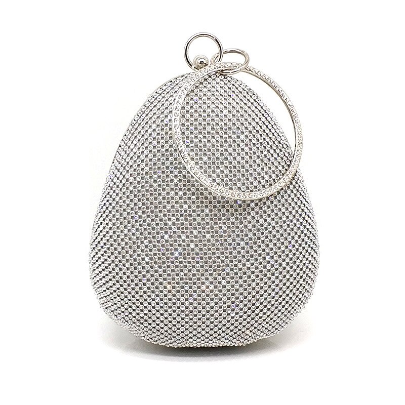 Moda diamantes bolsas feminina festa à noite embraiagens forma de ovo bolsas nupcial festa de casamento bolsa: Silver clutch
