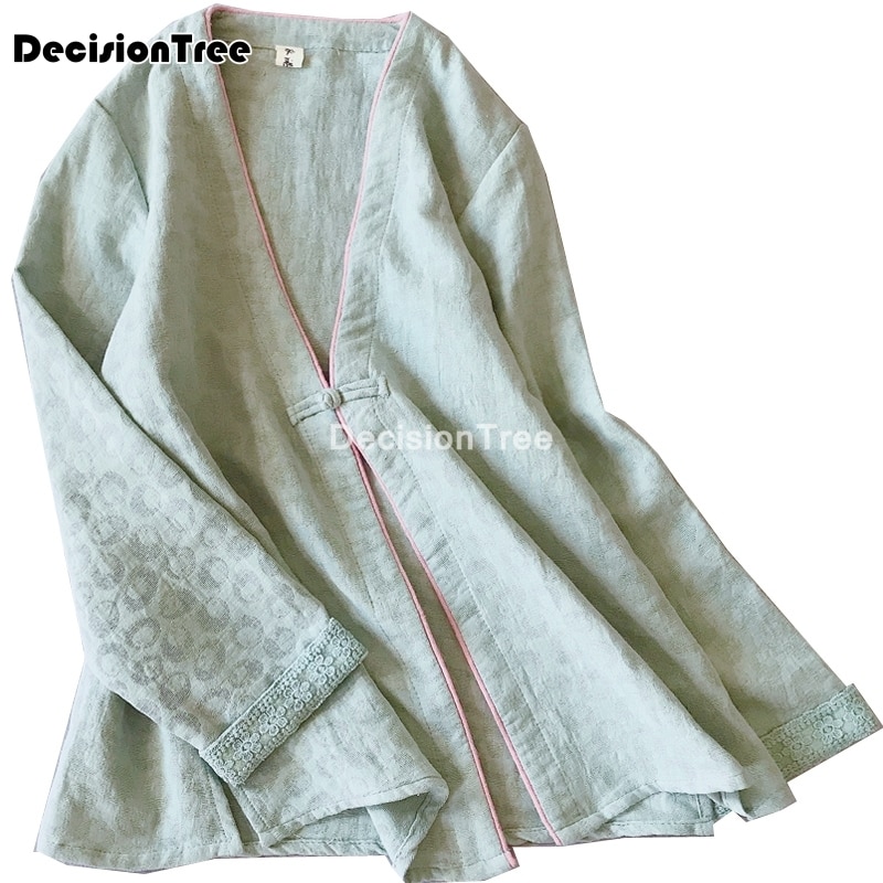 China tops blusa tang antiguo estilo chino manga completa cheongsam camisas servicio de té de algodón de lino hanfu abrigo chaqueta