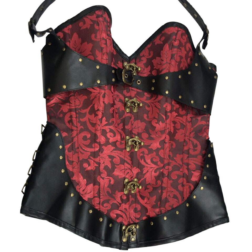 Beonlema Steampunk Korsett rot gotisch Kleidung sexy Bustiers Braun Jahrgang Weiblichen Mieder Overbust Spitzen Korsage Partei Kostüm