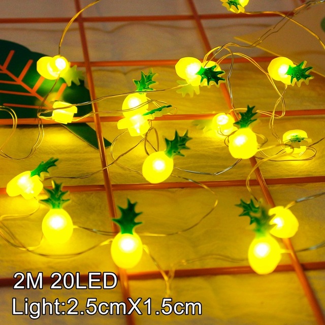 2m 20Led Hawaiian Light String Pineapple Glow Party Aloha Fruit Birthday Party Hawaii Seaside Night Luminous Parti Led Strings