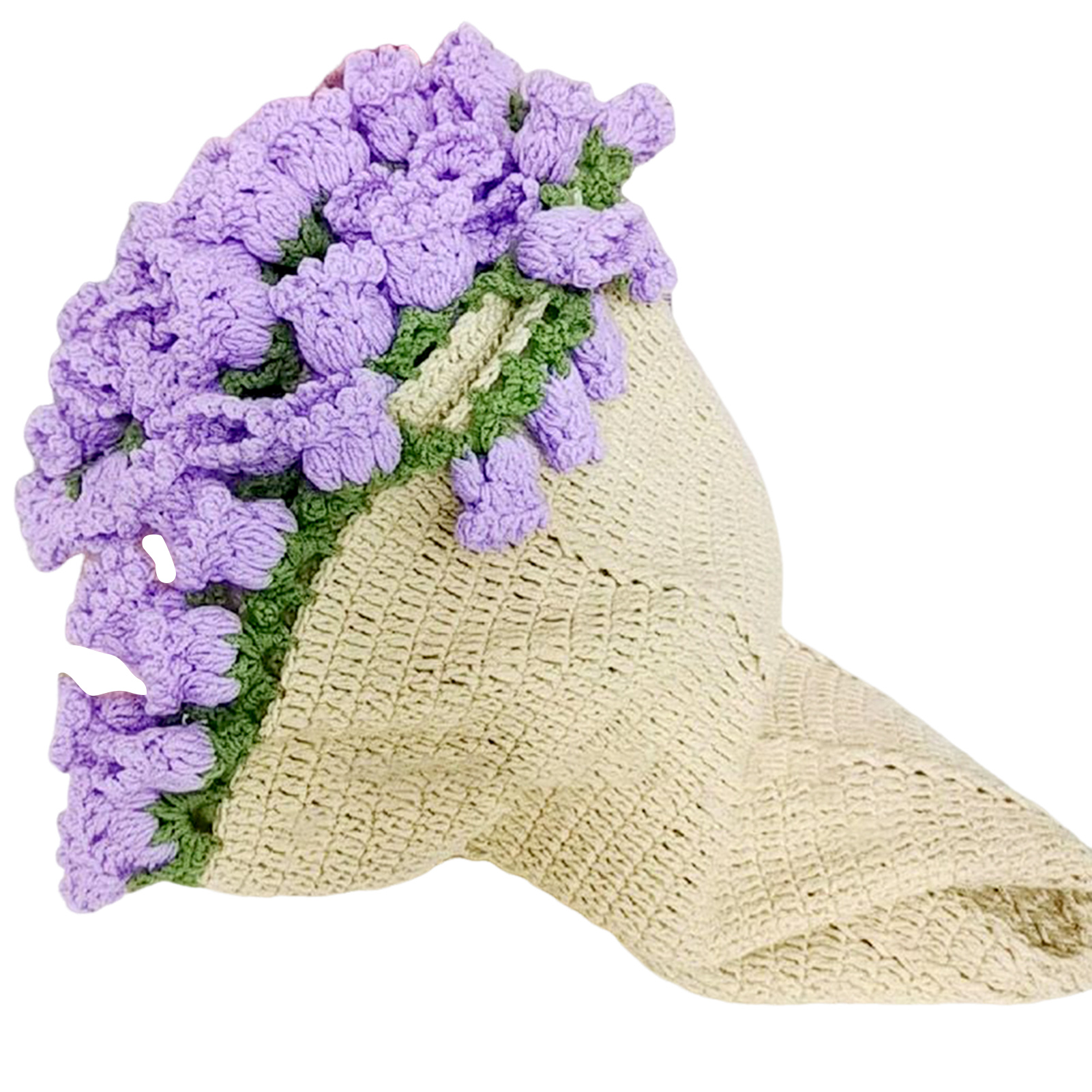 Gehaakt bloemenboeket Diy handgeweven bloemboeketdeken Ultrazacht ademend romantisch gebreide bloemen gooien dekens: Licht Groen