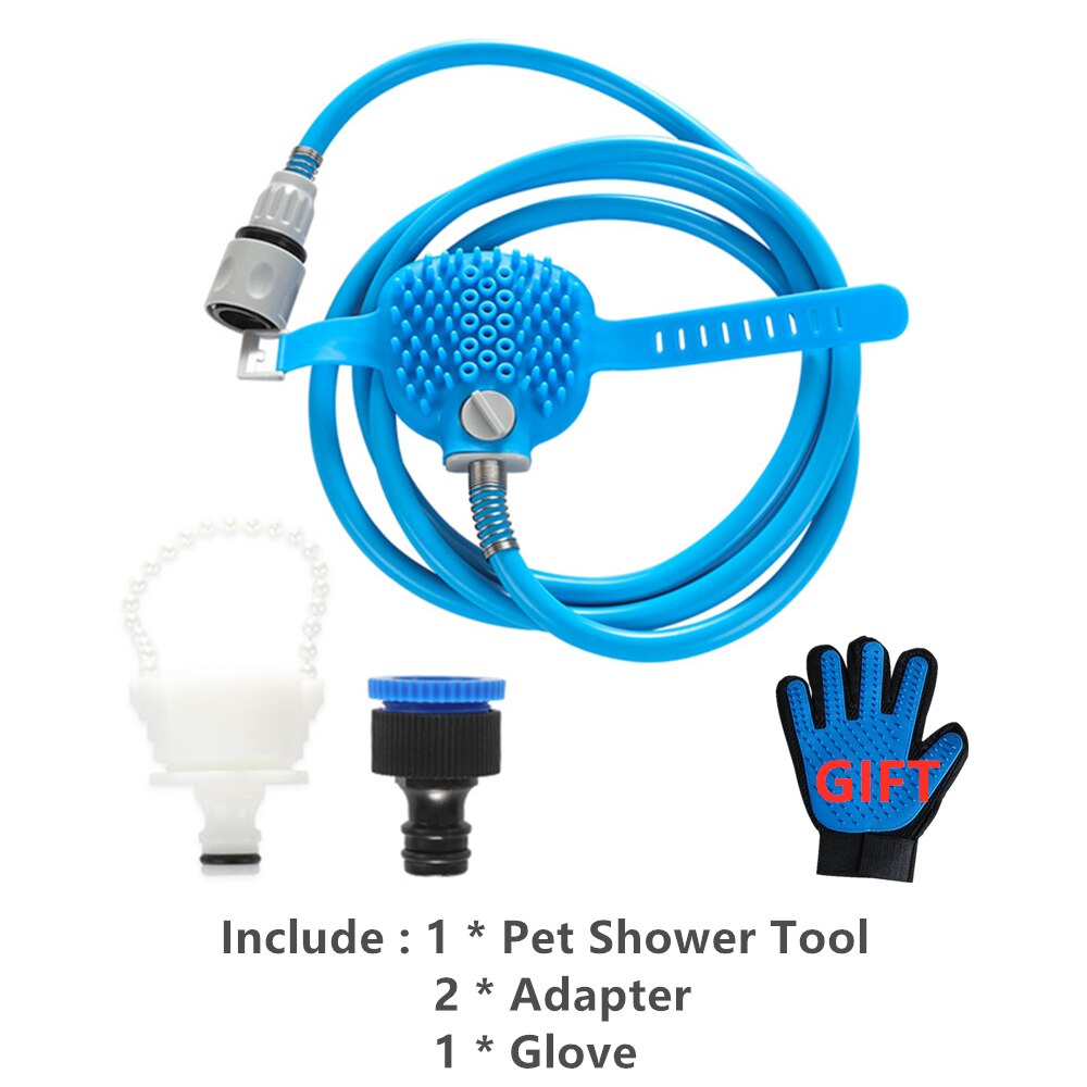Masajeador cómodo de mano para Herramienta de baño para mascotas, herramienta de limpieza, rociador de baño, guante para perro, gato, caballo, cepillo, suministros para mascotas: 1 set shower tool