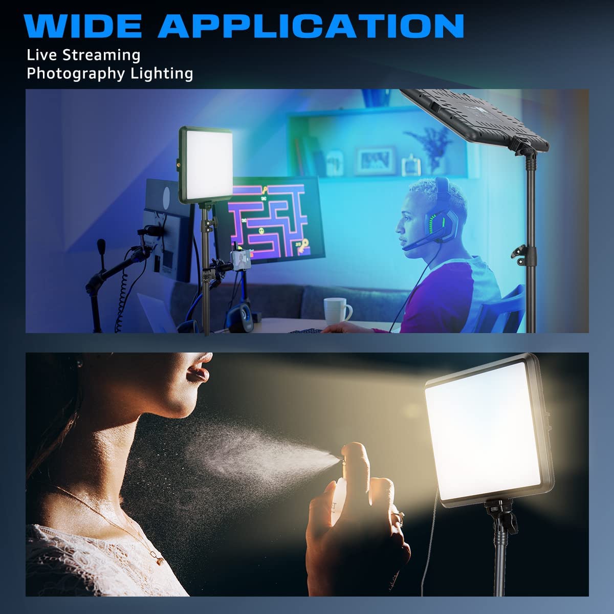 Luz LED de vídeo con soporte de trípode , Panel de iluminación regulable con Control remoto, lámpara de relleno para fotografía en vivo y estudio fotográfico