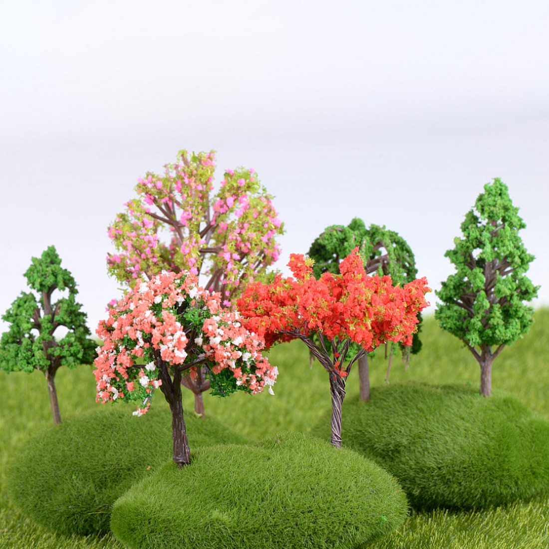 30 Pcs HO 1:85 6.7cm Scale Delonix Regia Model+5.8cm Scale Hibiscus Tree+6cm Scale Kapok Tree Model For DIY Scenery Landscape