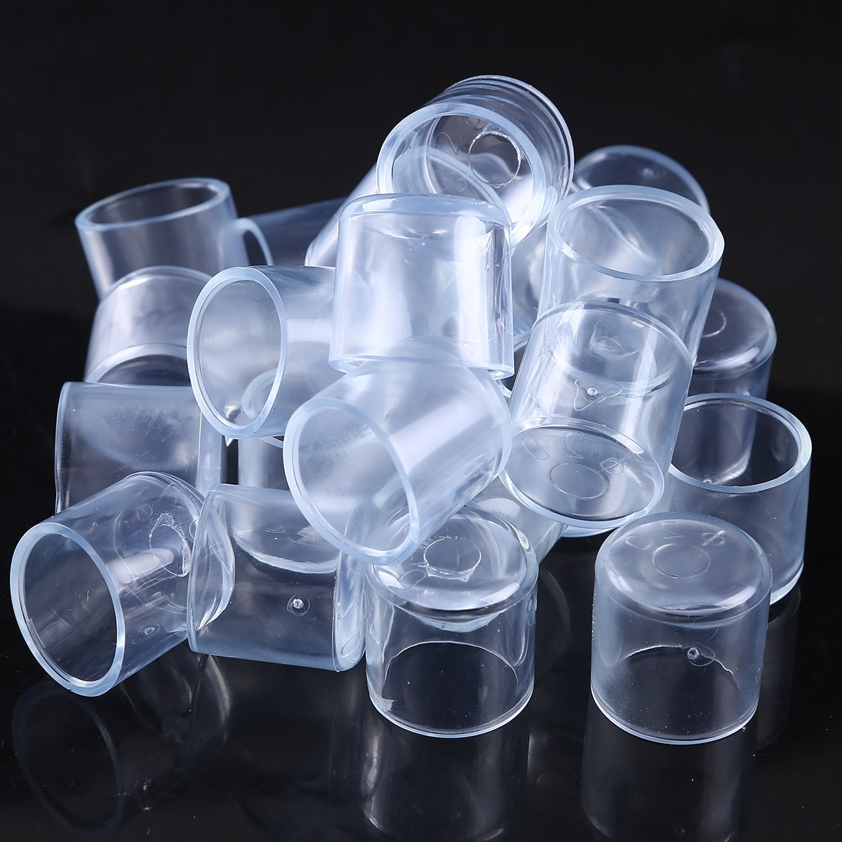 24 Clear Rubber Feet Cups Table Chair Leg Protect Covers Tips Anti Slip Furniture Legs End Cap Plugs Home Office Floor Protector