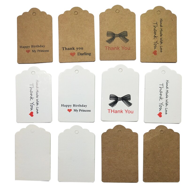 etiquetas hechas a mano boda marrón Kraft papel etiquetas DIY artesanía Bonbonniere Favor etiquetas 100pcs \ lot