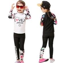 2pcs Kids Girls Boys Long-sleeved Swimming Suit Muslim Style Swimsuit Floral Summer Beach Clothing Sun Protective Swimwear 4XL