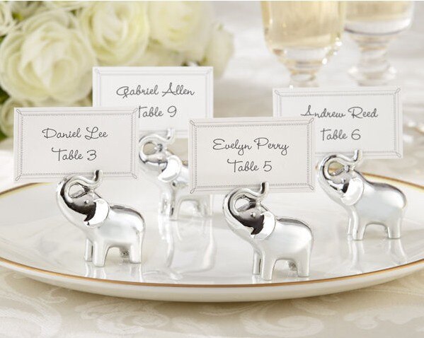 Nyhed sæde kortholder til bryllup harpiks / metal besked kortholder skrivebord foto holder: Elefant