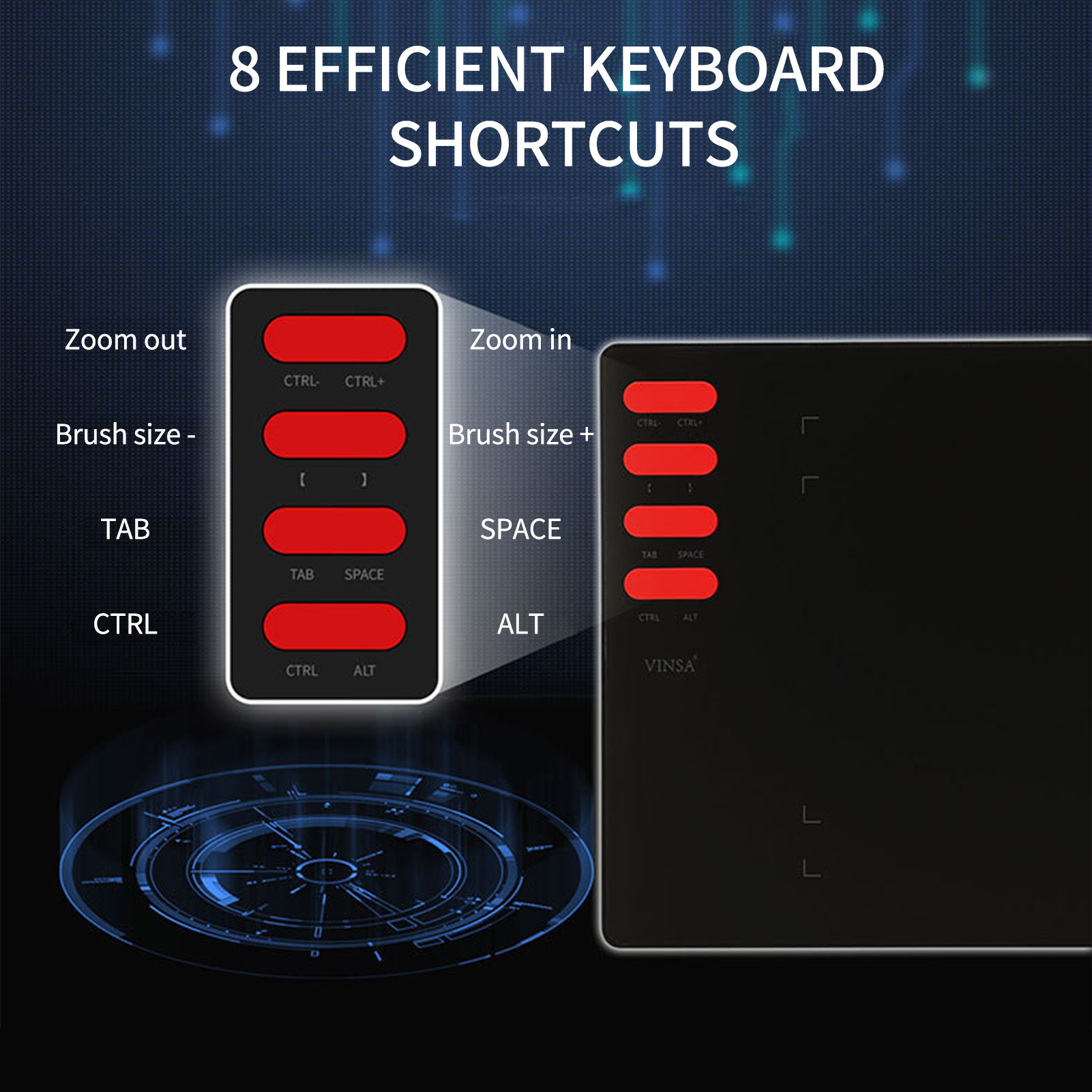 T505 Graphics Drawing Tablet Ultralight Art Creation Sketch Battery-free Stylus 30 Pen Nibs 8192 Levels Pressure 8 Shortcut Keys