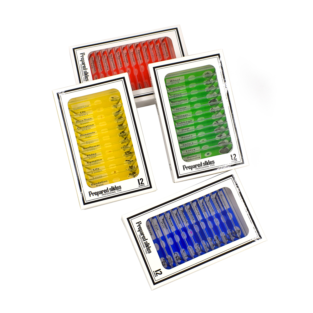 Chanseon 12pcs/set Plastic Microscope Slides Biological Specimen with for Children Student Microscope Enlighten Education