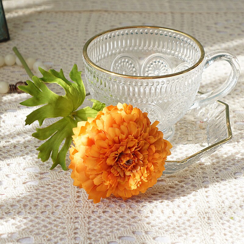 Hibiscus – branches de chrysanthème artificielles en soie, fausses fleurs, marigaudes, branches courtes, décoration de salon,: orange