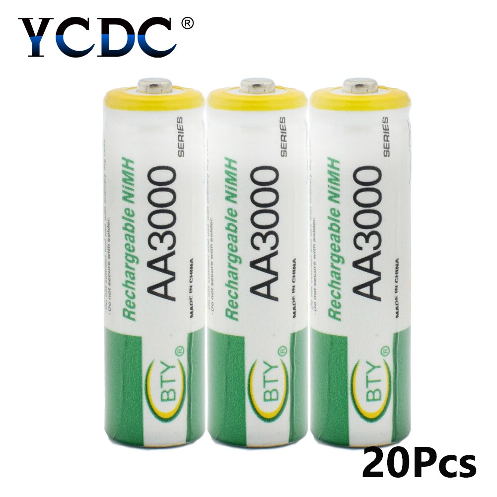 4/8/12/16/20 pièces pile Rechargeable AA LR6 pile 1.2v HI-MH 3000mAh piles AA pour appareils photo numériques télécommande BT Mouses: 20 Pcs