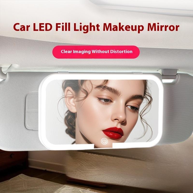 High-Definition make-upspiegel met LED-verlichting voor autozonneklep, oplaadbaar invullicht, universele pasvorm, één stuk