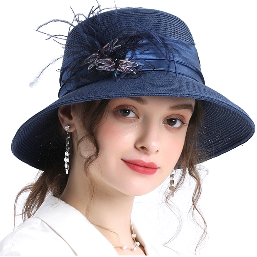 Women Hats Straw Wide Brim Fascinators Sun Caps