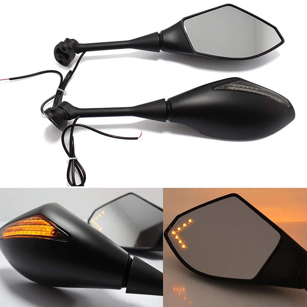 MOTORCYCLE LED TURN SIGNAL MIRRORS for KAWASAKI NINJA 6R 9R 650R 250R 636 YAMAHA YZF R1 R6 R6S/ SUZUKI GSXR 600 750 1000 KATANA