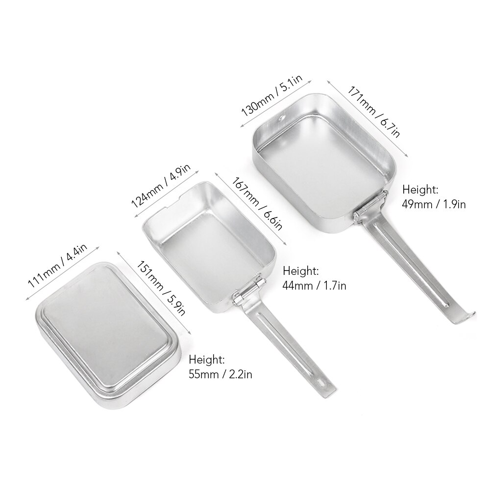 Fiambrera para acampar, Kit de hojalata de aluminio, juego de utensilios de cocina para acampar, caja de almuerzo, contenedor de comida con tapa: Default Title
