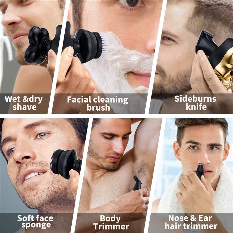 Skull Shaver Electric Shavers For Men Bald Head Shaver Shaving Razors Rechargeable Cordless Rotary Shaver Electric Shave