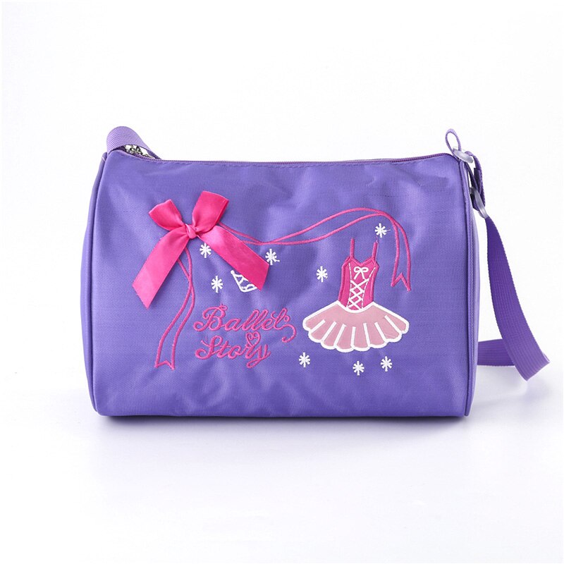Piger ballerina ballet danse tasker håndtaske prinsesse børn sport broderet duffel skulder taske til ballet dansesko: Lilla