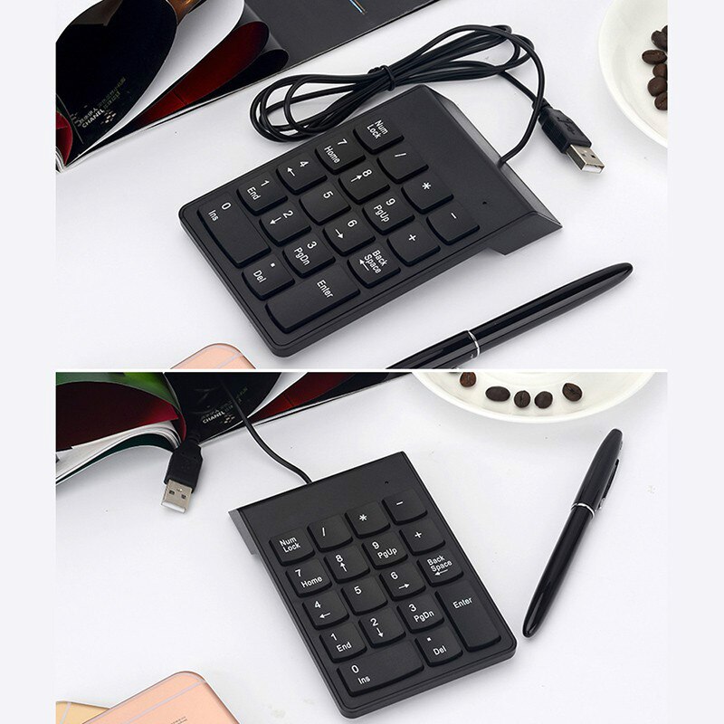 Bkscy MINI Number Pad USB Wired Mini Keyboard Keypad 18 Keys Numeric for Laptop Desktop PC Pro Computer Numpad Digital Keyboard
