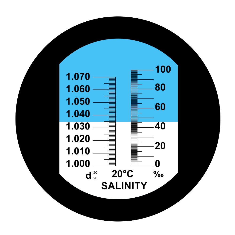 Réfractomètre à salinité à double échelle ATC 0-100ppt (0-10%) et 1.000-1.070 gravité spécifique pour Aquarium réservoir de récif saumâtre Marine