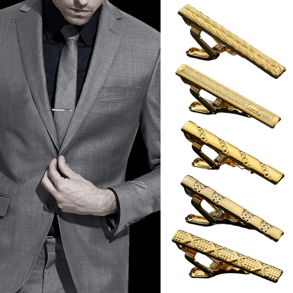 Clips de alfiler de corbata clásicos para hombres, Clip de corbata de simplicidad de negocios, joyería de , barra de corbata de boda exquisita, Color plateado y dorado