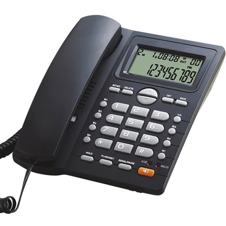 Desktop Corded Telephone, Hands-Free Calling, LCD Display, DTMF/FSK Dual System, Wired Landline Phone for Home/Hotel/Office