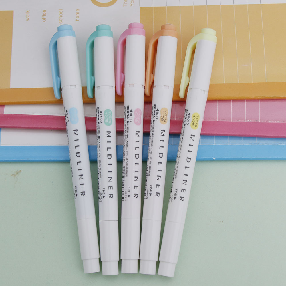 5 farben/set Japanischen Mild liner Stifte Zeichnung Marker Stift Doppel Headed Fluoreszierende Stift Art Highlighter Mildliner Mark Stift