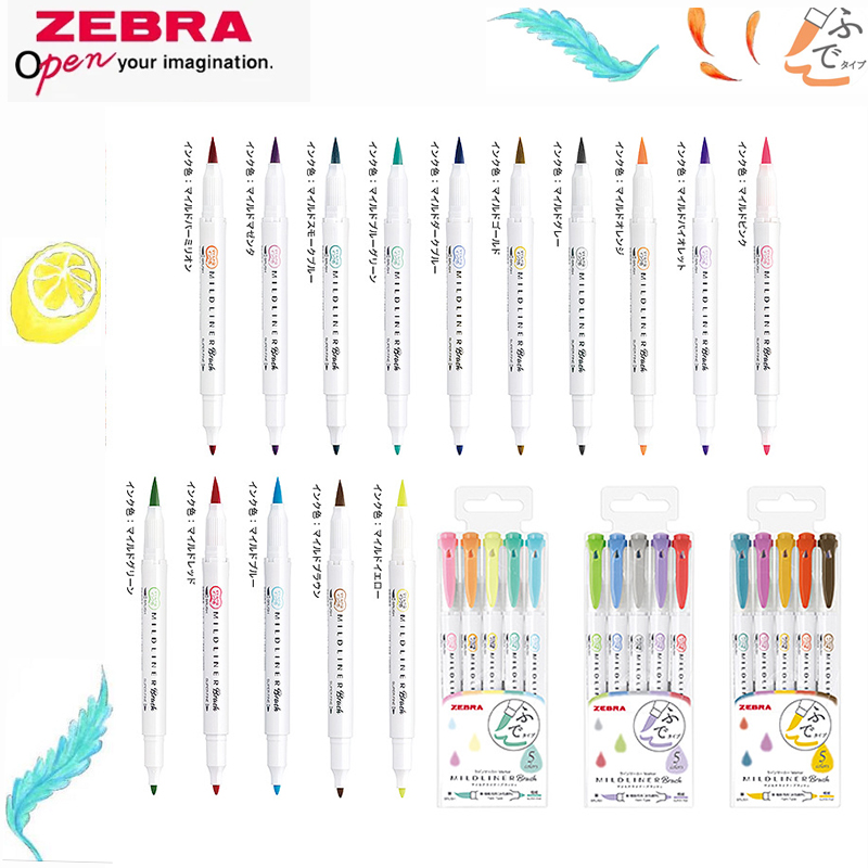 Marker evidențiator cu vârf dublu zebra, manual colorat, marker pentru subliniere, grosime variabilă, vârf moale, wft, set limitat de 8