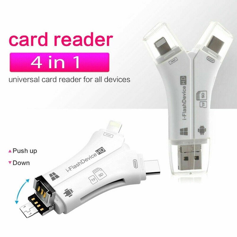 4 in1 USB i-Flash Drive Micro SD/TF Memory Card Reader Adapter For iPhone 12 IOS 14 Android