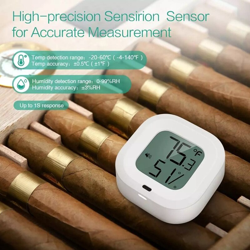 Wireless Thermometer Hygrometer Mini Bluetooth 5.0 Humidity Temperature Sensor Alert Build-in Magnet for House
