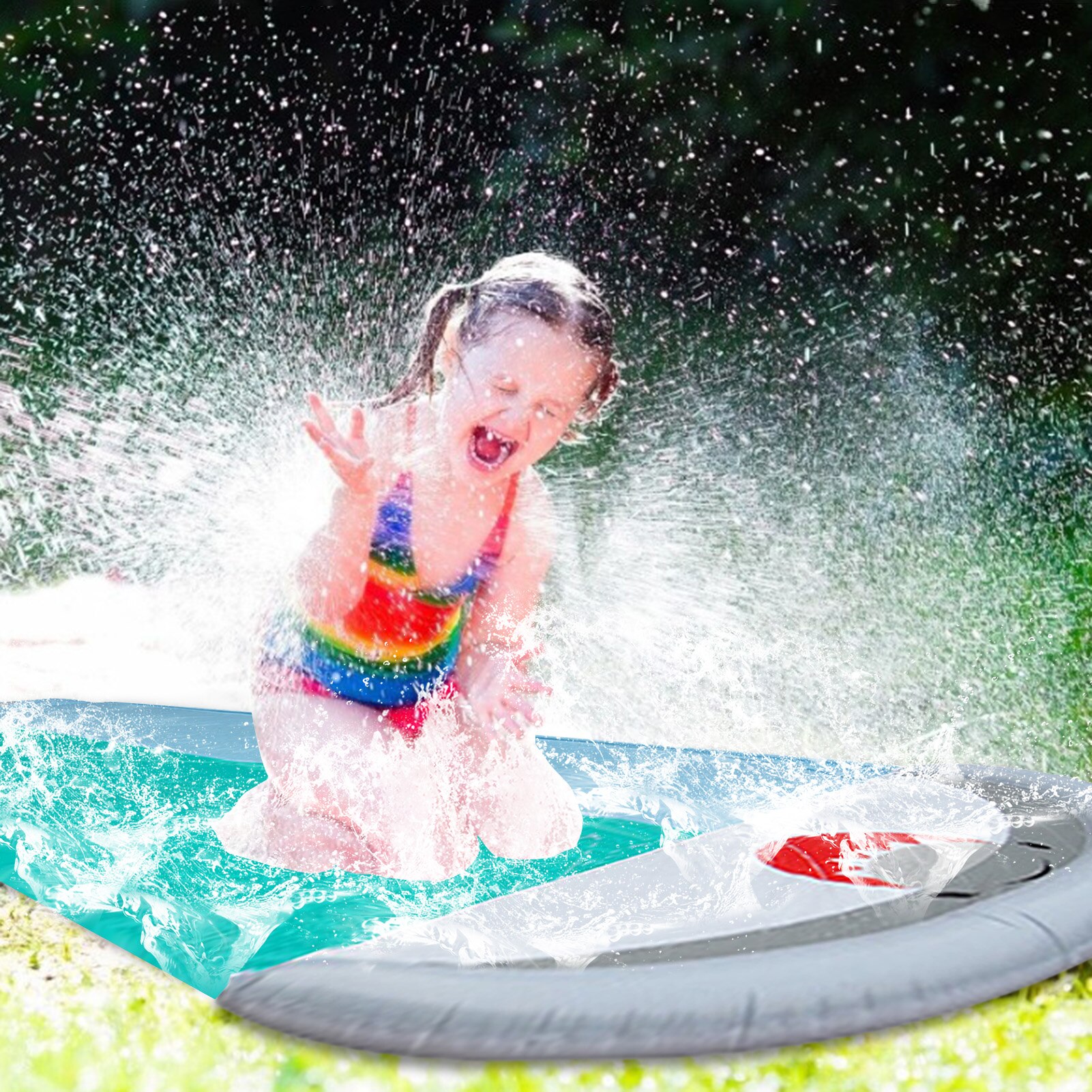 Walvis Waterglijbaan Water Splash Waterglijbaan Met Crash Pad Voor Kinderen Gazon Mat Voor Twee