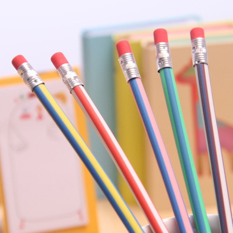 10/5 Pcs Flexibele Bendy Soft Potloden Kinderen Kleurrijke Strepen Hoge Gestreepte Magic Leuke Bocht Pen Gebogen Creatief Speelgoed Pen