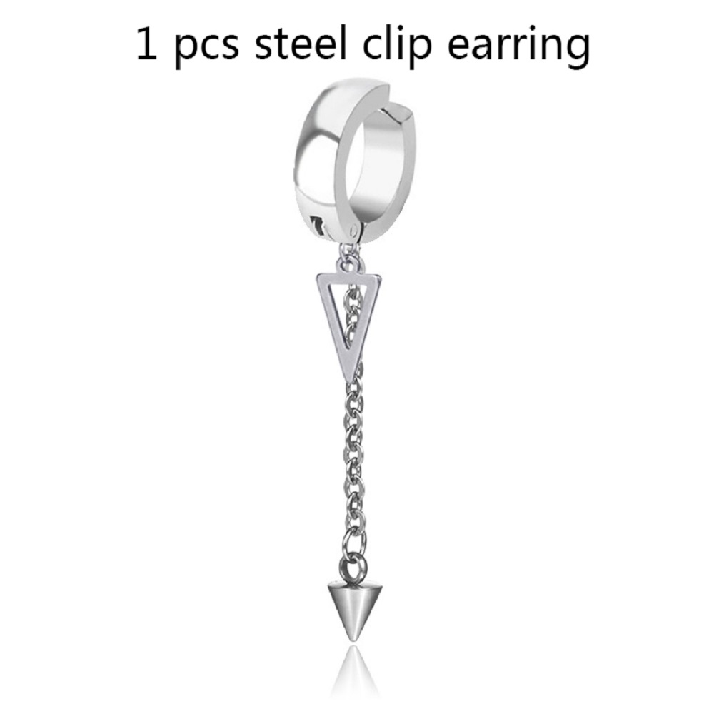 Męskie nausznice biodro chmiel punk hipoalergiczne tytanowe stalowe kolczyki klips robić ucha kolczyki bez przekłuwania akcesoria męskie: triangle biały