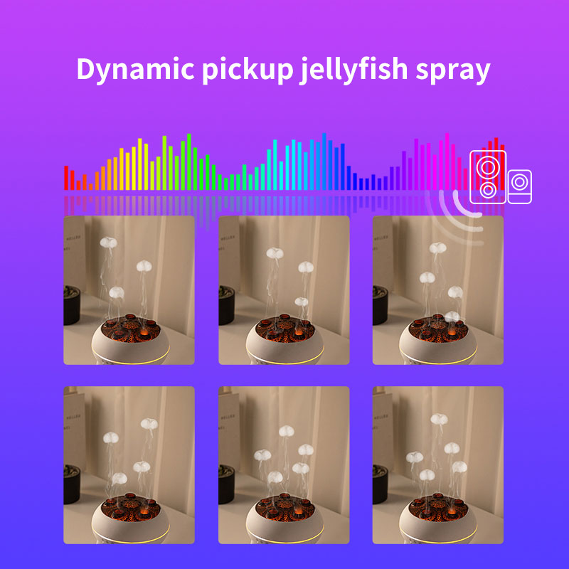 Dynamische Kwallen Luchtbevochtiger 250 ml Vlam Aromatherapie Essentiële Olie Diffuser Afstandsbediening Slaapkamer Luchtbevochtiger, 7 ColorLamp