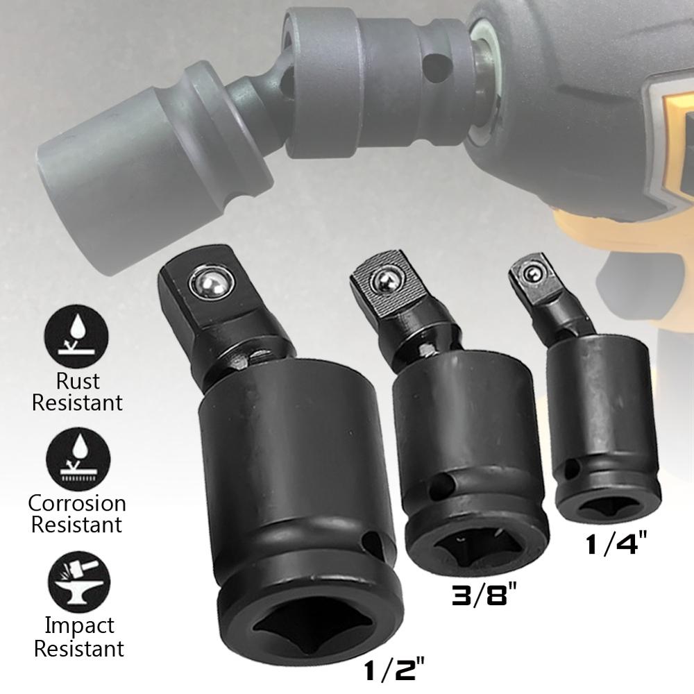 Pneumatic Universal Joint Set Ratchet Angle Extension Bar Socket Adapter Manual Bendable Adapter Socket Tools 1/2" 1/4" 3/8"