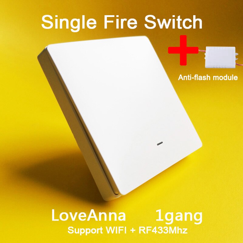 Ewelink Uk 1/2/3 Gang RF433mhz Wifi Smart Single Fire Wire Muur Lichtschakelaar Afstandsbediening Geen neutrale Lijn Schakelaar App Controle: 1gang