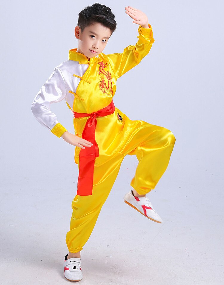 Lasten kiinalaiset perinteiset wushu-vaatteet lapsille kamppailulajien univormu kung fu -puku tytöille pojille lavaesitys pukusetti