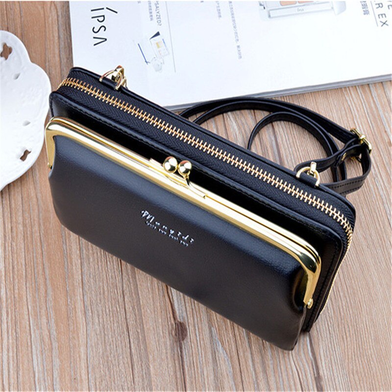 Vrouwen Tas Grote Scherm Telefoon Tas Vrouwen Portemonnee Lange Rits Schoudertas Mode Messenger Bag Portemonnee Lederen Crossbody portemonnee