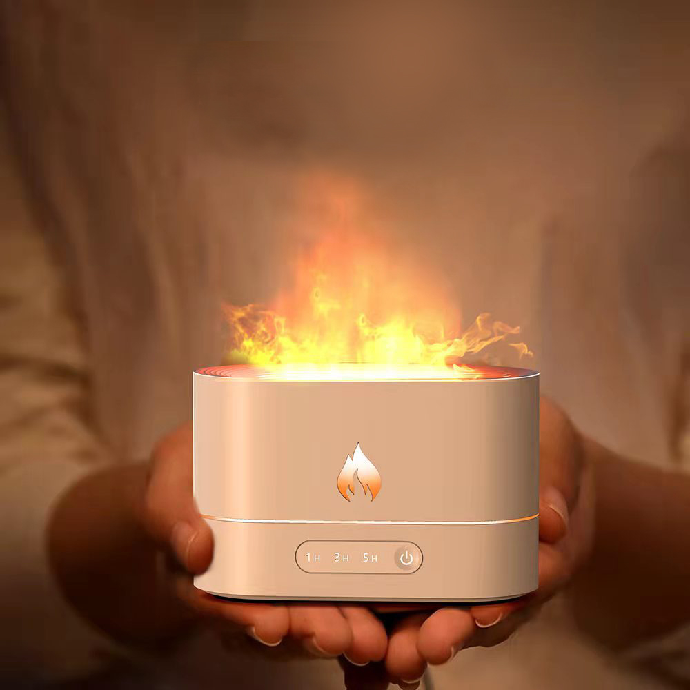 Bærbar aroma diffusor simulering flamme usb ultralyd luftfukter hjemmekontor luftfukter aromaterapi flamme lampe diffusor: Lysegrønn