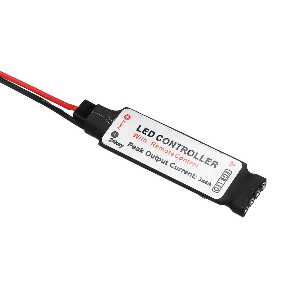 CLAITE DC4.5V Mini boîtier de batterie de contrôleur RF avec télécommande 24 touches pour bande de LED RGB
