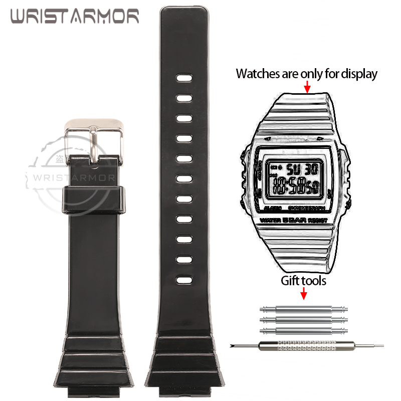 Harz-Uhrenarmband für Casio W-215H W215H W-217H F105W F108WH Uhrenarmband Ersatzarmband 18 mm Gummiarmband: Schwarz Grün