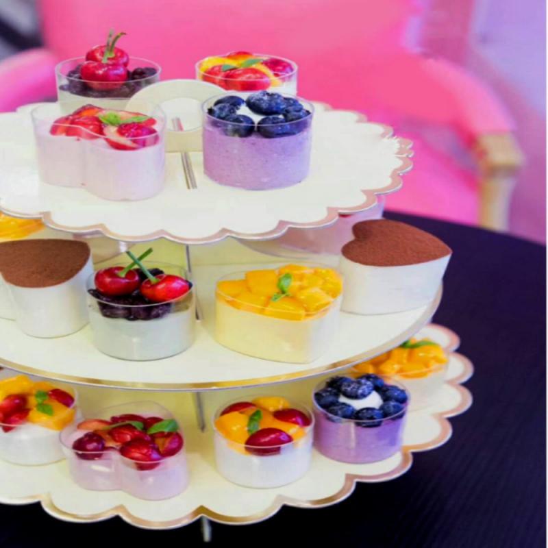 3-layer Paper Cake Stand Round Foldable Cardboard Birthday Wedding Party Dessert Cake Insert Cake Decorating Supplies Cake Stand