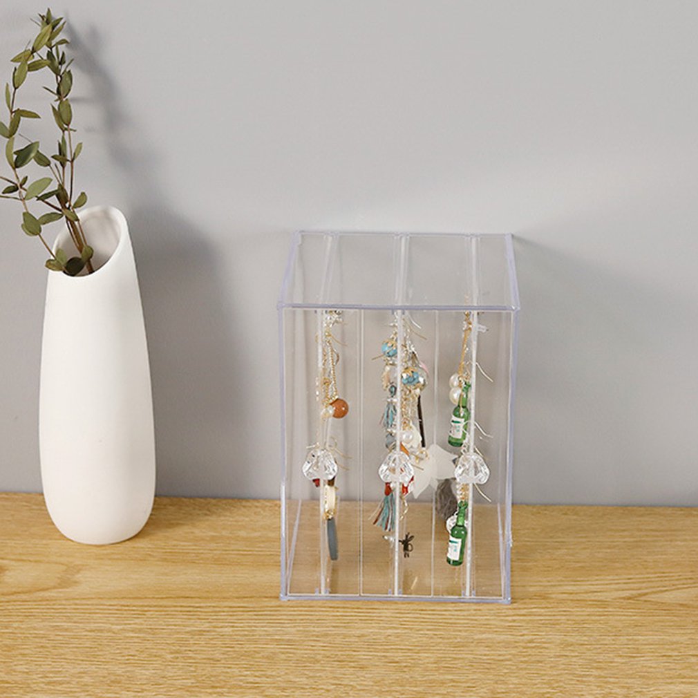 Multifonctionnel bijoux boîte de rangement en plastique Transparent poussière boucles d'oreilles finition boîte bureau Vertical Lagerung support 1 pièce