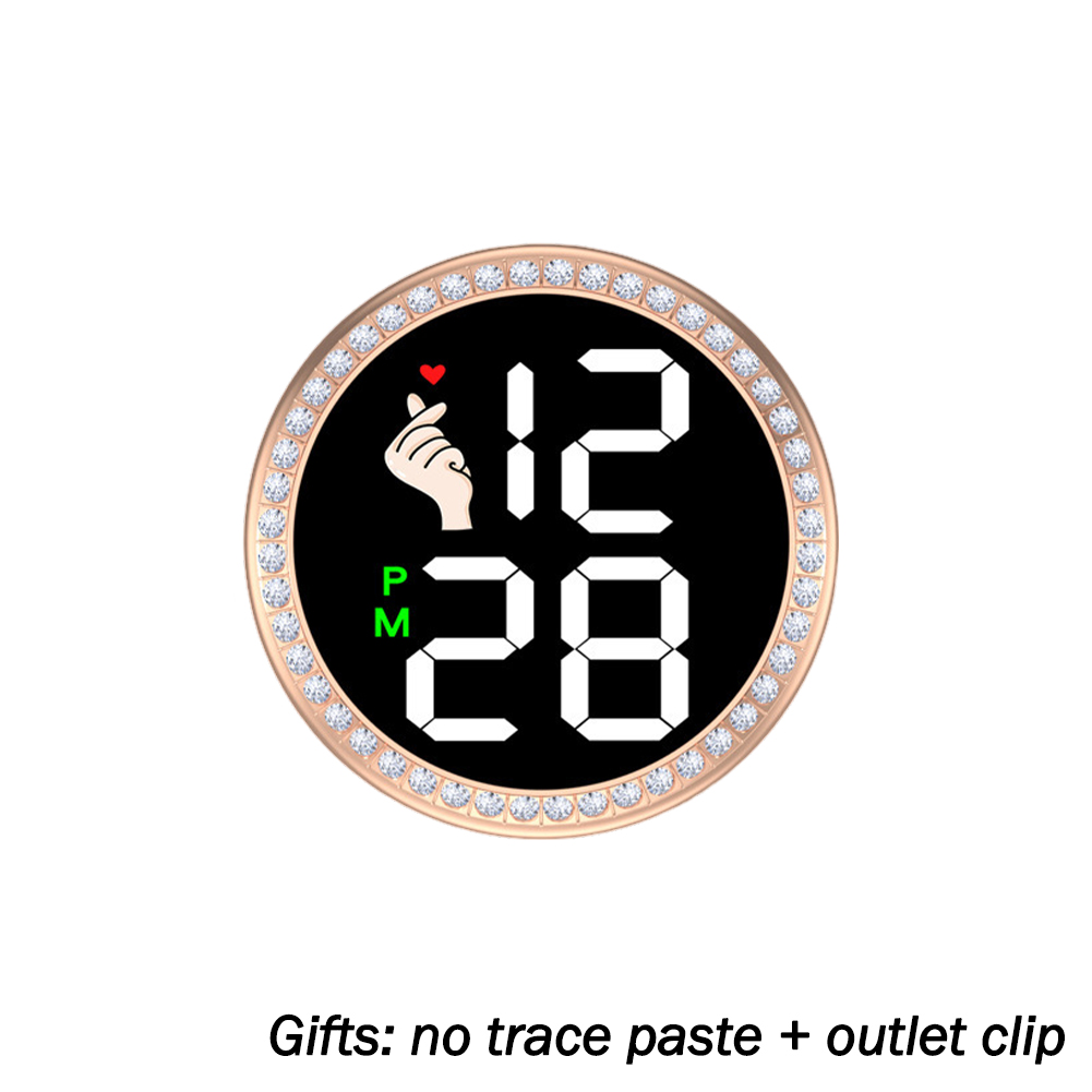 Mini reloj Digital adhesivo, reloj de cuarzo con pantalla táctil, adorno electrónico automotriz, accesorios de Interior de coche: Negro