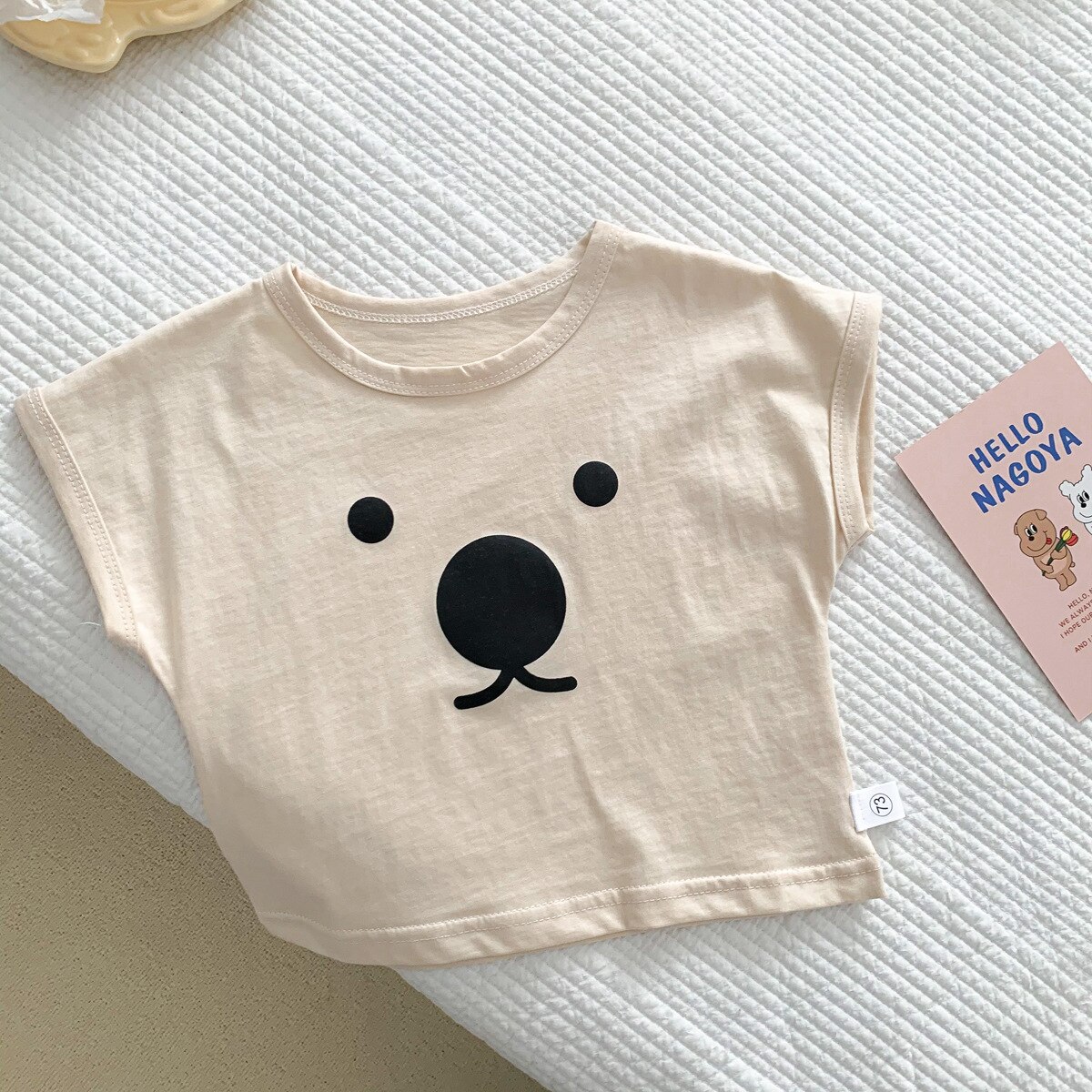 neugeboren Kleidung Baby Jungen lässig kurz Ärmel T-Shirt Kleinkind Mädchen niedlich Karikatur Muster drucken zur Seite fahren 2022 Sommer: Beige / 9M 73CM