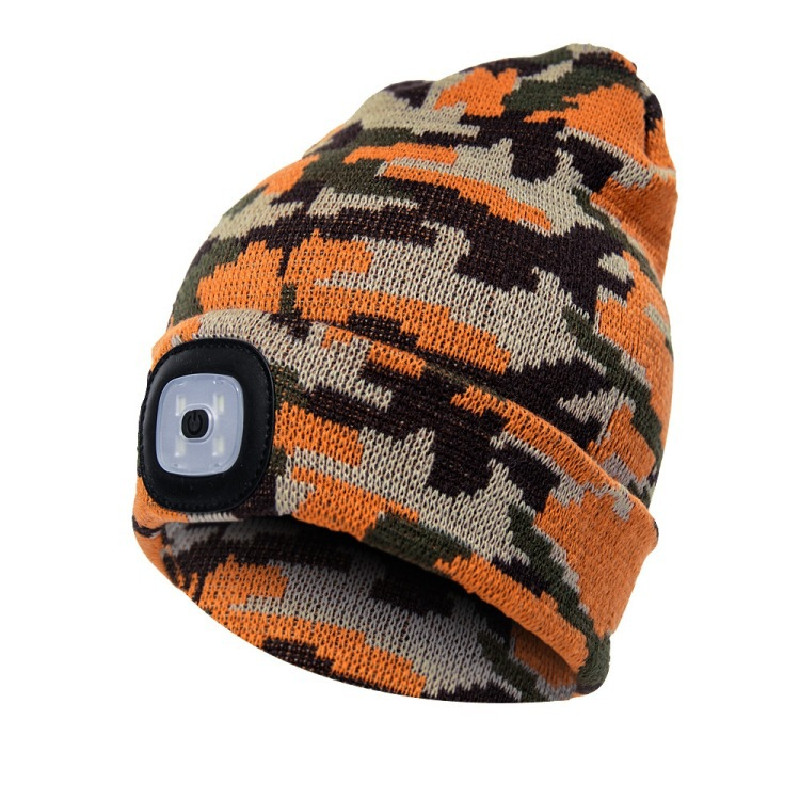 Gorros para hombre, gorro de punto liso con iluminación LED, boinas estilo Hip-Hop, gorros de lana cálidos portátiles para mujer,: Diamante color J