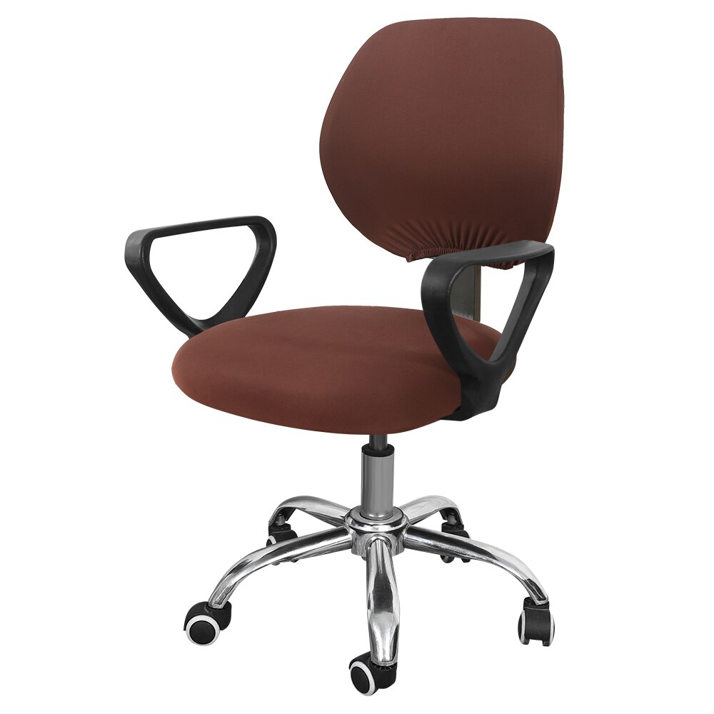 9 Solid Colors Office Chair Cover Elastic Office Armchair Covers For Mariage Rotatable Computer Chair Slipcovers Spandex Fabric: coffee