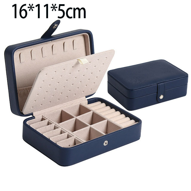 Organisateur de bijoux boîte à bijoux à glissière bijoux cercueil Portable maquillage stockage multi-couche maquillage organisateur beauté voyage boîte: Bleu marine-B
